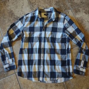 Men's Navy And White Flannel Shirt